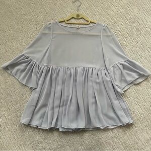 Blue Chiffon Flowy Blouse